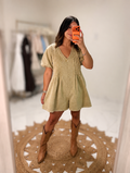 Puff Sleeve Romper - Sand