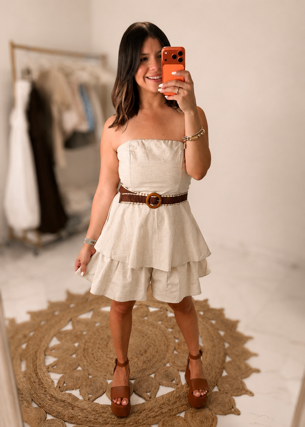 Skort mini dress- Beige