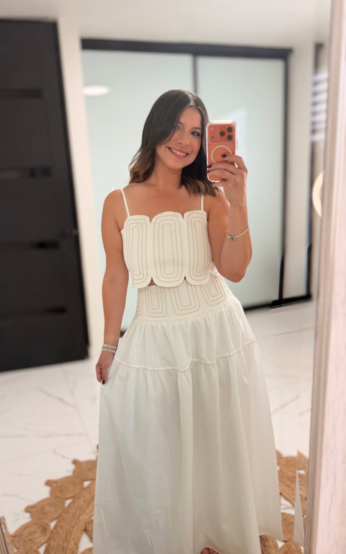 Lace Top & Skirt Set - White