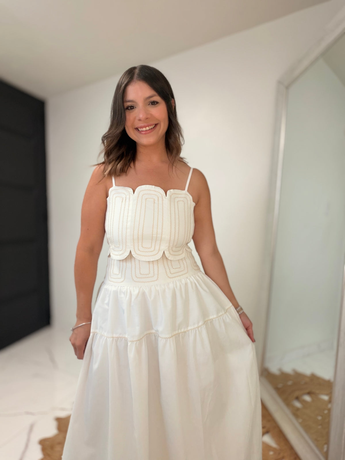 Lace Top & Skirt Set - White