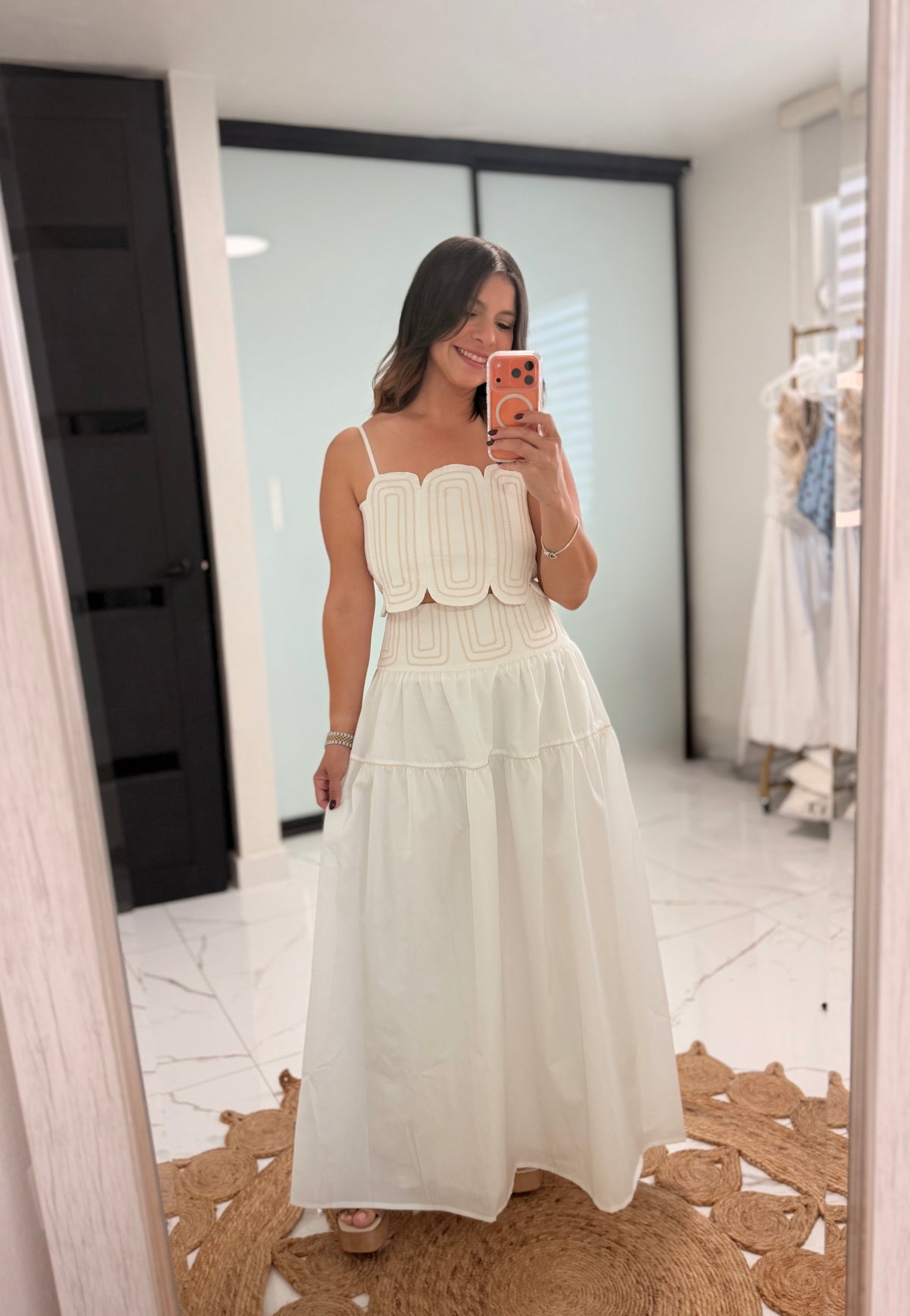 Lace Top & Skirt Set - White