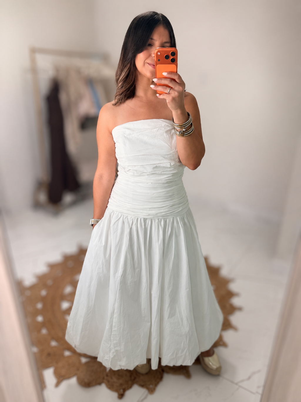 Strapless midi dress - White