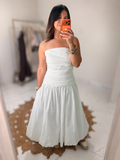 Strapless midi dress - White