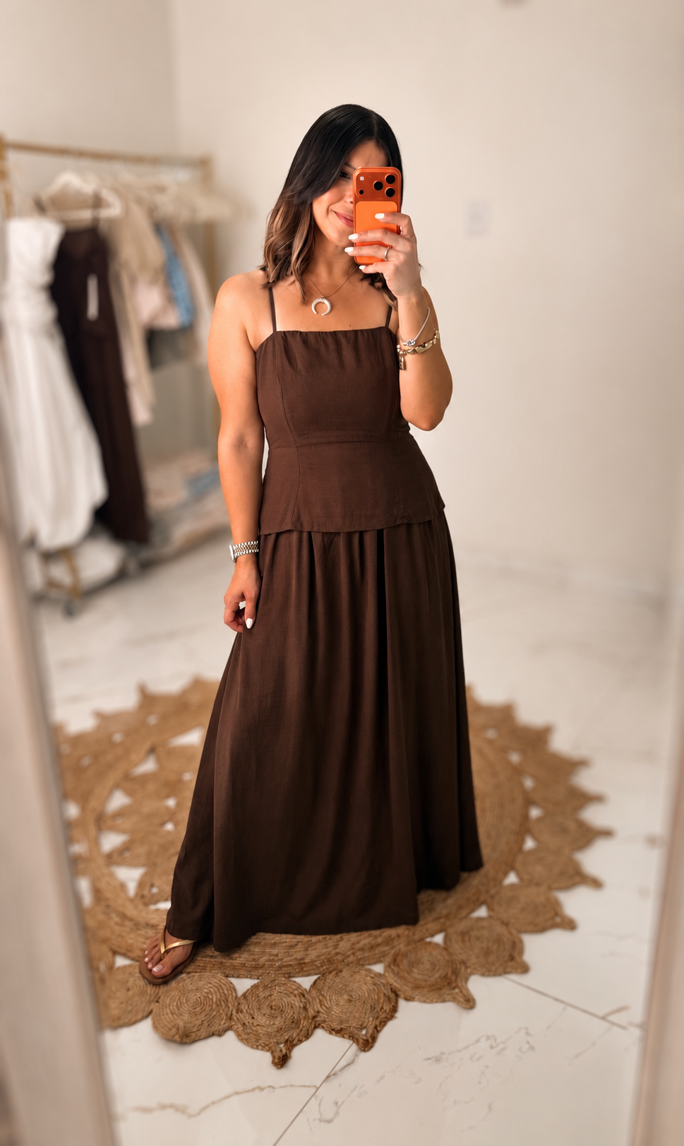 Fitted bodice maxi dress - Brown